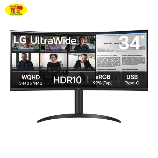 Màn Hình LG UltraWide 34WR55QK-B (34 inch/WQHD/VA/100Hz/5ms/USB-C/cong) 