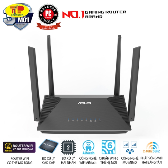 Thiết bị mạng ASUS RT-AX52 (AX1800, AIMESH) Dual Band WIFI 6