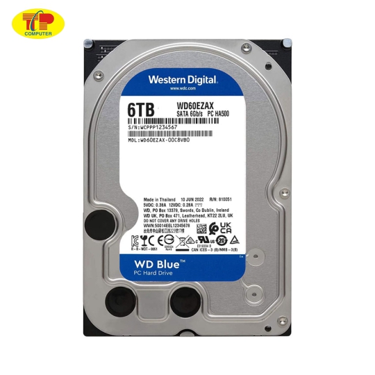 Ổ Cứng HDD WD 6TB Blue 3.5 inch, 5400RPM, SATA III, 256MB Cache (WD60EZAX)