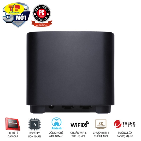 Bộ phát wifi ASUS XD4 (B-3-PK) Mesh wifi 6, Chuẩn AX1800 MÀU ĐEN 