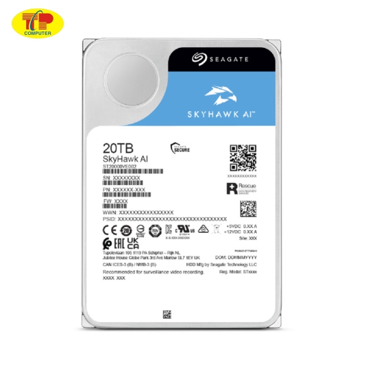 Ổ Cứng HDD SEAGATE SkyHawk AI 20TB 3.5 inch, 7200RPM, SATA III, 512MB Cache