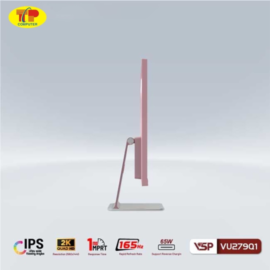 Màn hình VSP VU279Q1 (27 inch/QHD/IPS/165Hz/1ms/USB-C 65W/Pink) 