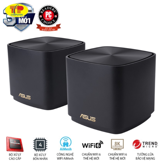 Bộ phát wifi ASUS XD4 (B-3-PK) Mesh wifi 6, Chuẩn AX1800 MÀU ĐEN 