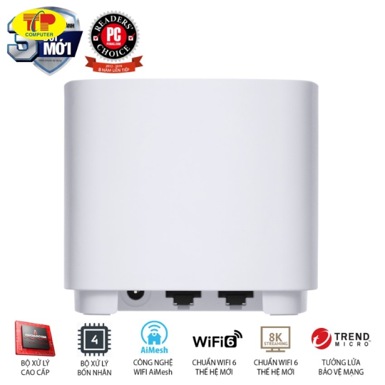 Bộ phát wifi ASUS XD4 (W-3-PK) Mesh wifi 6, Chuẩn AX1800 MÀU TRẮNG 