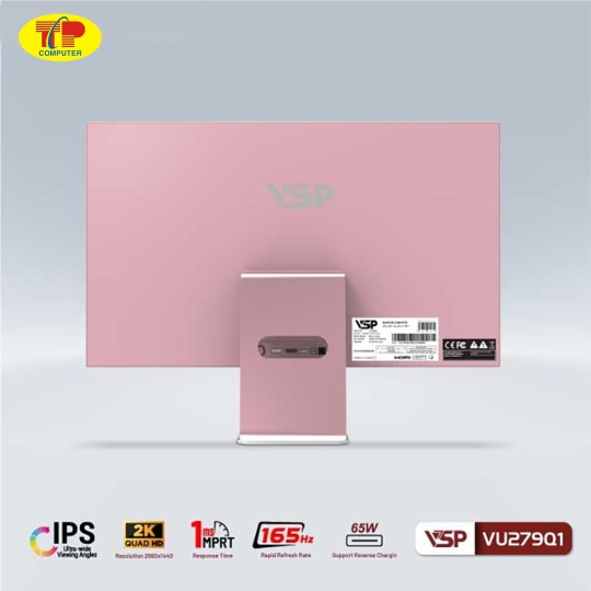 Màn hình VSP VU279Q1 (27 inch/QHD/IPS/165Hz/1ms/USB-C 65W/Pink) 