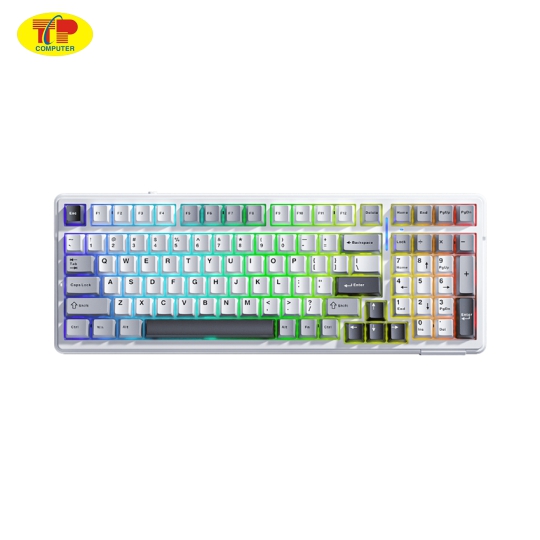 Bàn phím cơ AULA F99 3 mode (Xám trắng/Xám đậm), (3 Mode, Grey wood switch, led RGB)