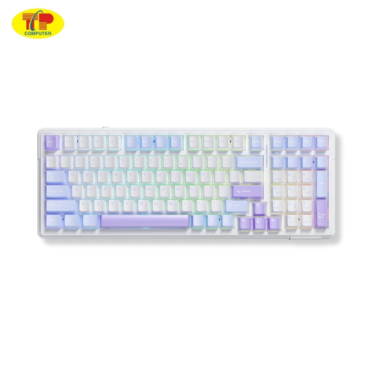 Bàn phím cơ AULA F99 3 mode (Xanh dương/Trắng/Tím), (TypeC + 2.4G + Bluetooth, Grey wood switch, led RGB)