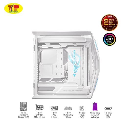 Vỏ Case Asus GR701 ROG Hyperion White Edition (eATX/Full Tower/ Màu Trắng)