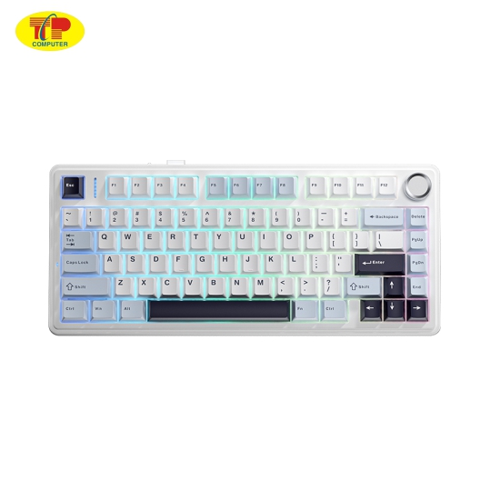 Bàn phím cơ AULA F75 ICE Blue 3 mode (TypeC + 2.4G + Bluetooth, Ice Vein switch)