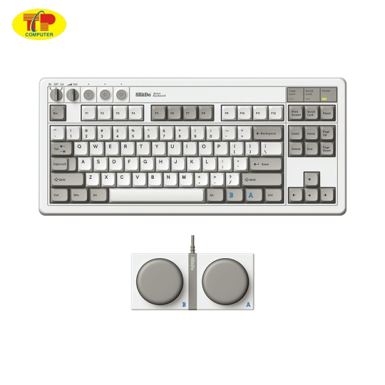 Bàn phím cơ 8BitDo Retro Mechanical Keyboard - M Edition (Multi-modes/Hotswap/Kailh Box White Switch V2)