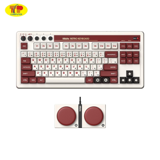 Bàn phím cơ 8BitDo Retro Mechanical Keyboard - FAMI Edition (Multi-modes/Hotswap/Kailh Box White Switch V2)