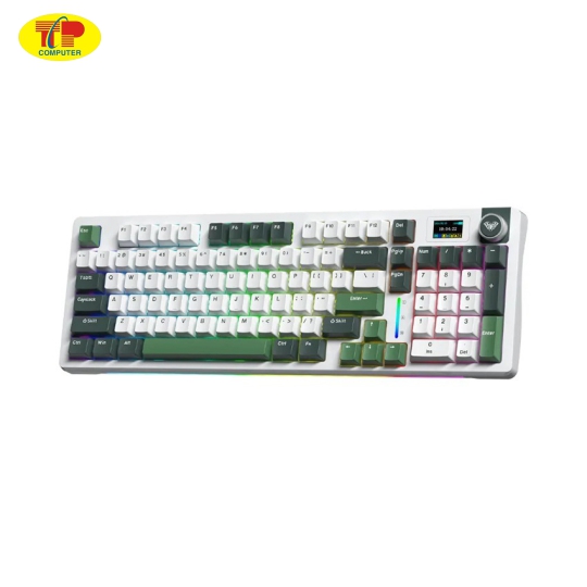 Bàn phím cơ gaming AULA S98 Pro (3 Mode/Xanh Lá + Trắng/ Greywood V4 switch)