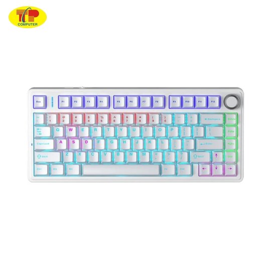 Bàn phím cơ gaming có dây AULA F75 Red Switch (Màu Trắng)