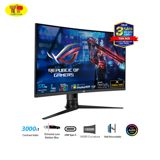  Màn hình ASUS ROG Strix XG32VC (31.5 inch/WQHD/VA/170Hz/1ms/cong)